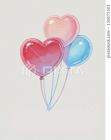 水彩氣球插圖垂直3 130075303