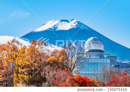 Yamanashi, Mount Fuji Radar Dome with Mount Fuji towering in the background 130075416