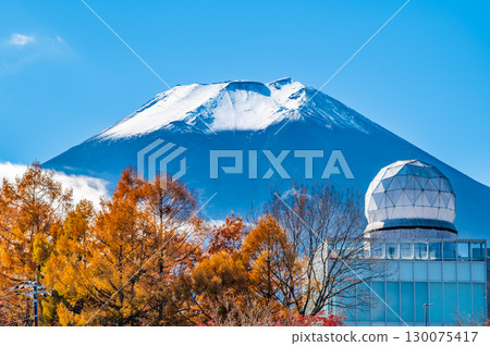 Yamanashi, Mount Fuji Radar Dome with Mount Fuji towering in the background 130075417