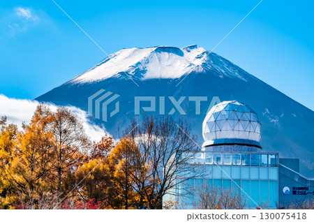 Yamanashi, Mount Fuji Radar Dome with Mount Fuji towering in the background 130075418