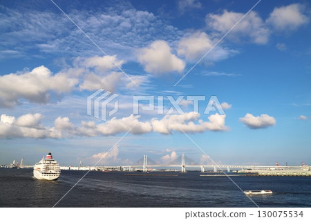 從大棧橋碼頭出發的飛鳥二號、海灣大橋和鱸魚 130075534