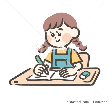 Girl writing in a notebook 130075548