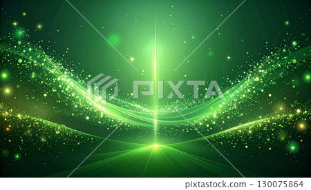 A fantasy light background with green light particles flowing. A refreshing and gorgeous abstract design material. 130075864
