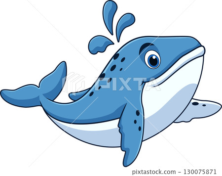 Whale cartoon splashing water Whale cartoon splashing water 130075871