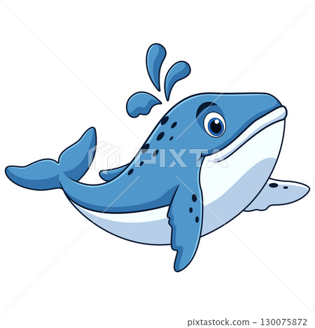 Whale cartoon splashing water Whale cartoon splashing water 130075872