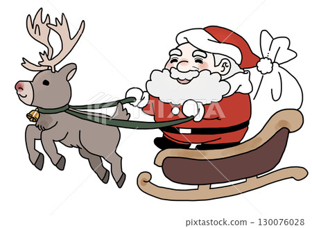 Illustration of Santa Claus and reindeer 130076028