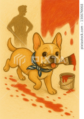 淘氣的法國鬥牛犬人物插畫 插畫 生成式人工智慧 淘氣的法國鬥牛犬人物插畫 插畫 生成式人工智慧 130076668