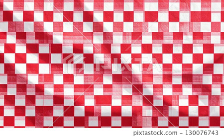 Red and white gingham check seamless background 130076743