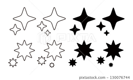 Illustration material: Sparkling and jagged circular illustration set 130076744