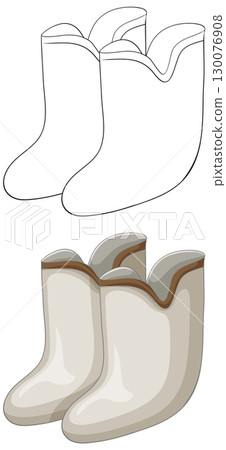 Traditional Russian Felt Valenki Boots Vector Illustration 130076908