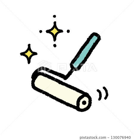 黏性清潔劑、滾筒、清潔工具、插畫、手繪、簡單素材 130076940