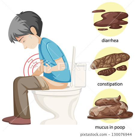Digestive Health Issues Illustrated in Vector Style 130076944