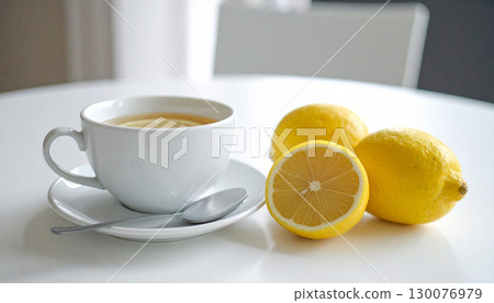 白桌上的檸檬和檸檬茶背景 白桌上的檸檬和檸檬茶背景 130076979