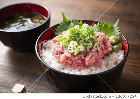 Negitoro on a bowl 130077254