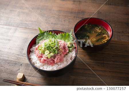 Negitoro on a bowl 130077257