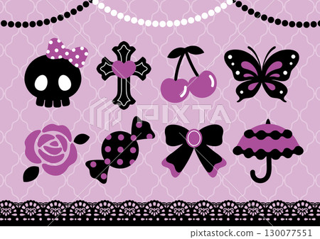 可愛的哥德式蘿莉塔圖示集紫色粉紅色 可愛的哥德式蘿莉塔圖示集紫色粉紅色 130077551