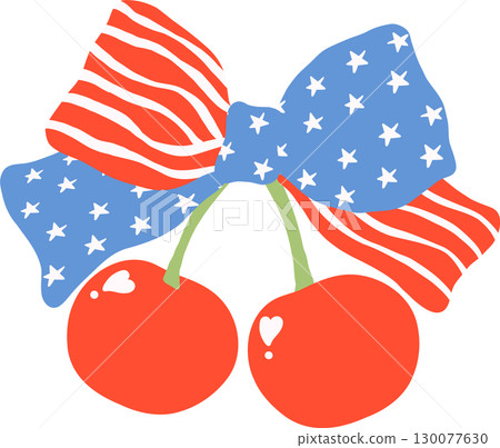 Cute Coquette 4th of July cherries with bow 130077630