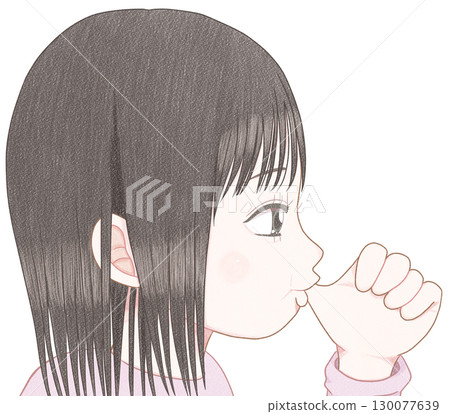 Girl sucking her thumb 130077639