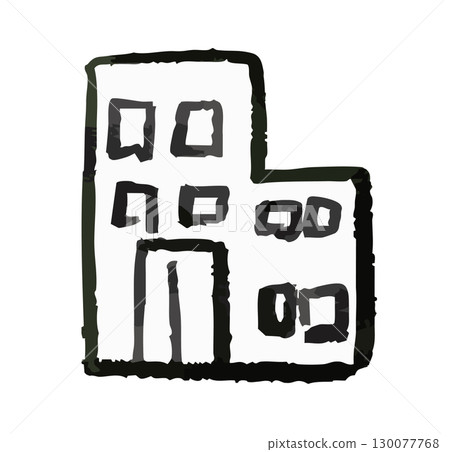 簡單的單色建築物圖標 130077768