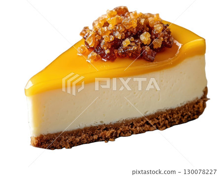 Creamy Cheesecake with Golden Honey Glaze and Crystallized Ginger Topping for Tempting Dessert Presentation Creamy Cheesecake with Golden Honey Glaze and Crystallized Ginger Topping for Tempting Dessert Presentation 130078227