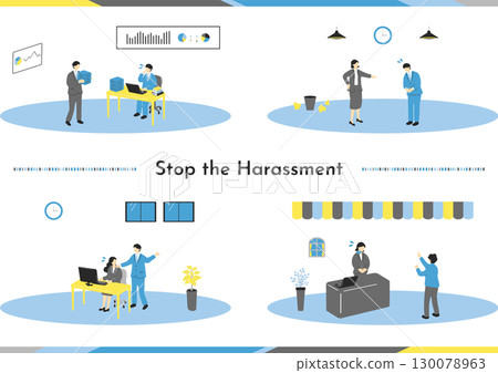 Harassment scene illustration collection 130078963