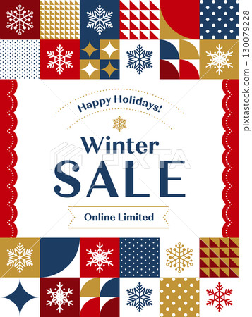 Advertisement template / Snowflake tile pattern frame (multicolor) (portrait) 130079228