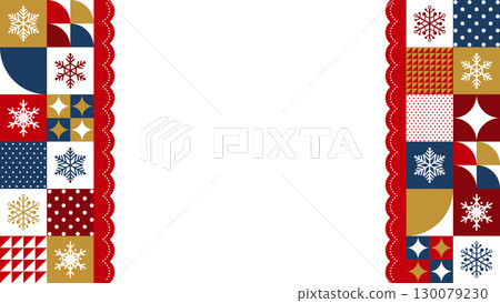 Snowflake tile pattern frame/background material (multicolor) (landscape 16:9) 130079230