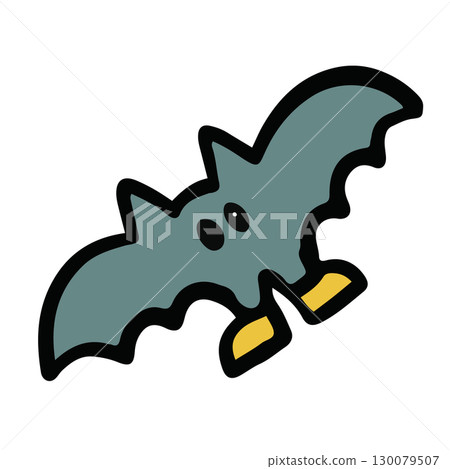 Hand drawn Halloween illustration of bat png for decoration, Halloween costume, cartoon character, comic, mascot, sticker, icon, patch, brooch, print, standee, trick or treat, animal 130079507