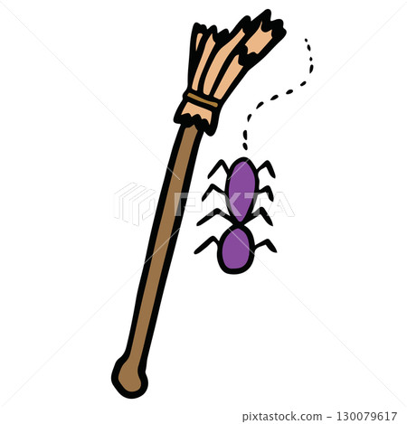 Hand drawn Halloween illustration of witch broom and spider for decoration, Halloween costume, cartoon character, comic, mascot, sticker, icon, patch, brooch, print, standee, trick or treat Hand drawn Halloween illustration of witch broom and spider for decoration, Halloween costume, cartoon character, comic, mascot, sticker, icon, patch, brooch, print, standee, trick or treat 130079617