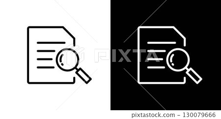 Document and magnifying glass icon 130079666