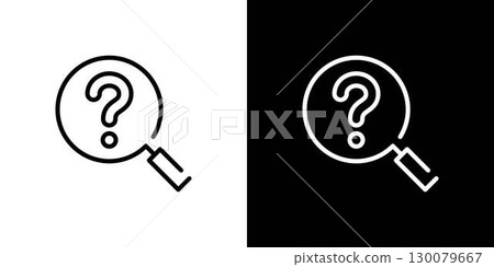Magnifying glass and question mark icon 130079667