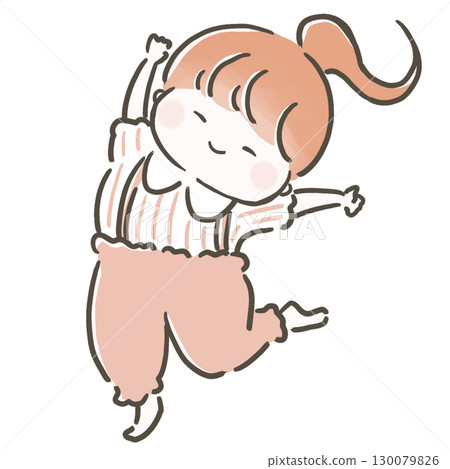 Illustration of a jumping girl Illustration of a jumping girl 130079826