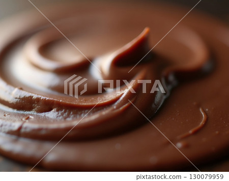 Close-up Macro of Delicious Melted Dark Chocolate Sweet Food 130079959