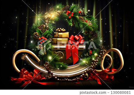 new year greeting card with fir tree 130080081