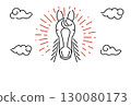 New Year's card template with minimalist horse illustration for the Year of the Horse 130080173