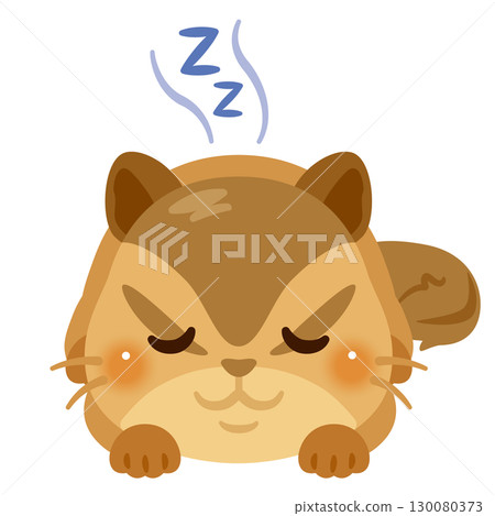 一隻松鼠趴著睡覺的插圖 一隻松鼠趴著睡覺的插圖 130080373