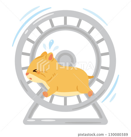 倉鼠在輪子上奔跑的插圖 倉鼠在輪子上奔跑的插圖 130080389