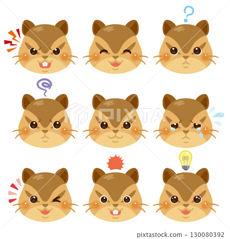 Squirrel illustration set - facial expressions only Squirrel illustration set - facial expressions only 130080392