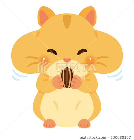 Hamster illustration stuffing food into cheek pouches Hamster illustration stuffing food into cheek pouches 130080397