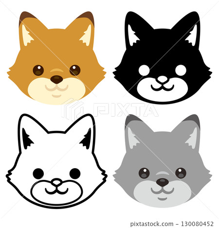Fox face icon set 130080452