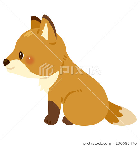 Sideways illustration of a sitting fox Sideways illustration of a sitting fox 130080470