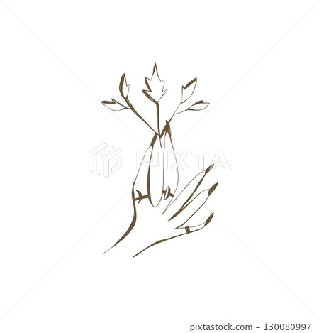 Mystical witch hand holding branch with leaves clipart illustration for magical projects design scrapbooking and invitations Mystical witch hand holding branch with leaves clipart illustration for magical projects design scrapbooking and invitations 130080997