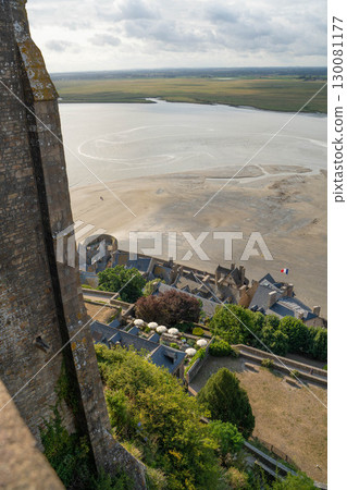 View of the tides and tidal flats from the fortress of Mont Saint-Michel 130081177