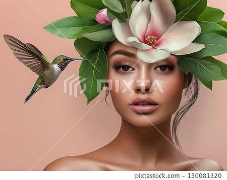 Floral elegance and nature's beauty captured in a stunning fashion moment Floral elegance and nature's beauty captured in a stunning fashion moment 130081320