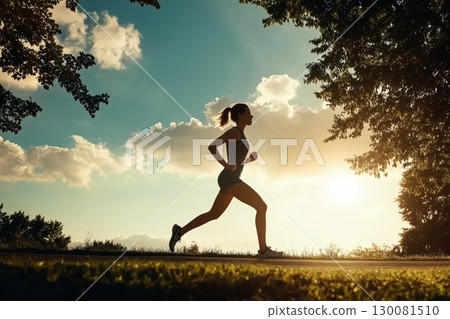 Athletic running girl. 130081510