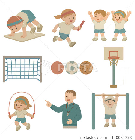 學校運動圖示剪貼畫插圖 學校運動圖示剪貼畫插圖 130081758