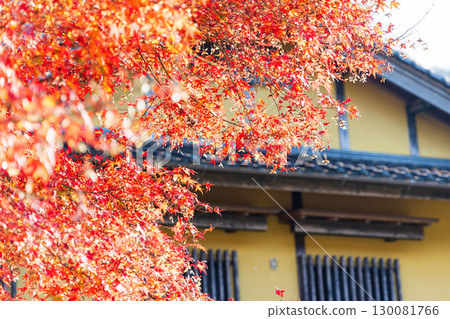 Autumn landscape with tiled roof 130081766