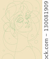 Abstract one-line art portrait of a woman's face with geometric shapes. A modern, minimalist, and elegant continuous line drawing vector illustration. 130081909