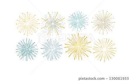 Colorful fireworks background on white background Colorful fireworks background on white background 130081933