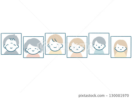 ID photo style person face illustration set (playful face) 130081970
